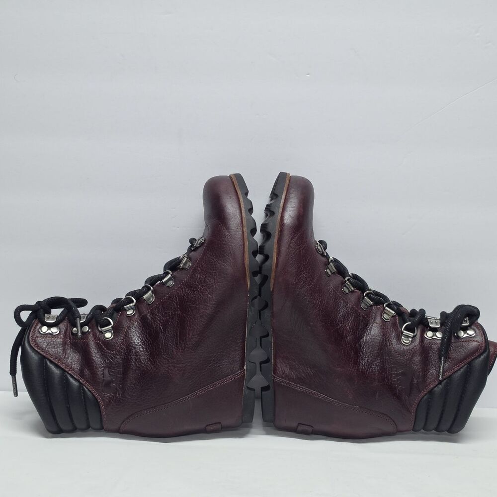 Sorel Boots Conquest Casual Wedge Ankle Boot Burgundy Leather Lace Up womens 10 - Picture 4 of 9